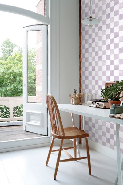 ESTAhome Tapete Karomuster Violett und Weiß - 53 cm x 10.05 m - 131287