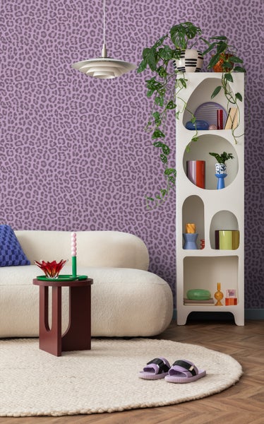 ESTAhome Tapete Leopardenmuster Violett - 50 x 900 cm - 131437