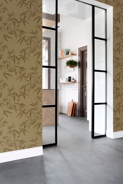 ESTAhome Tapete Bambusblätter Ockergelb - 50 x 900 cm - 139298