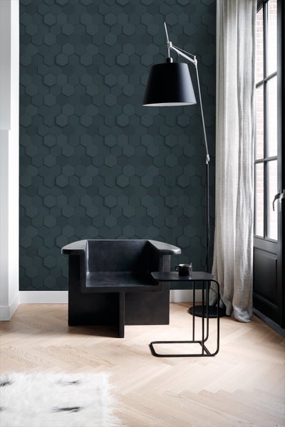 Origin Wallcoverings Tapete 3D Wabenmuster Dunkelblau - 53 cm x 10.05 m - 347853