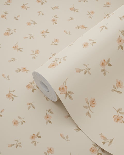 ESTAhome Tapete Blumenmuster Beige - 53 cm x 10.05 m - 139834