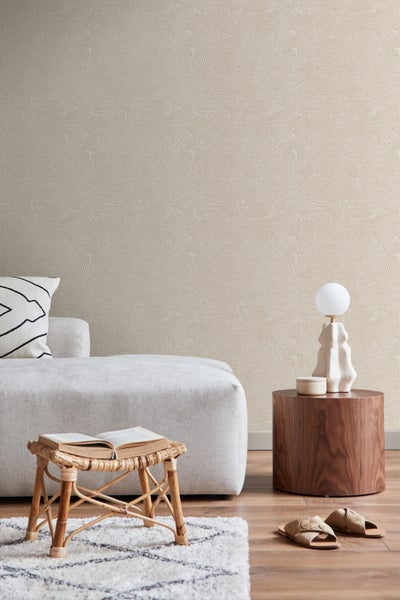 ESTAhome Tapete 3d Wellenförmige Linien Hellbeige - 53 cm x 10.05 m - 139660
