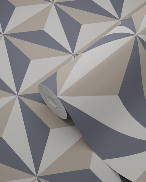 Origin Wallcoverings Tapete 3D-Muster Vintage Blau und Taupe - 53 cm x 10.05 m - 347447