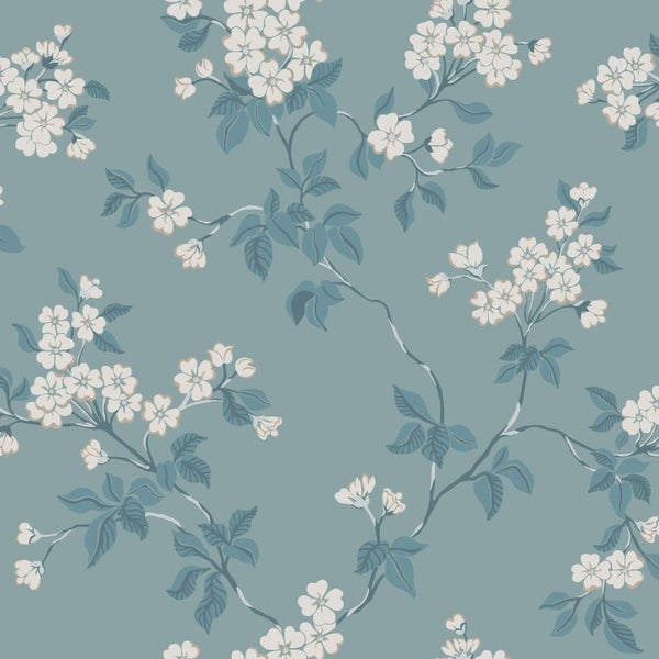 Duro Tapete Blumen Graublau - 53 cm x 10.05 m - 661149