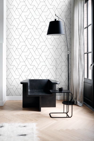 Origin Wallcoverings Tapete grafische Linien Schwarz-Weiß - 50 x 900 cm - 347903