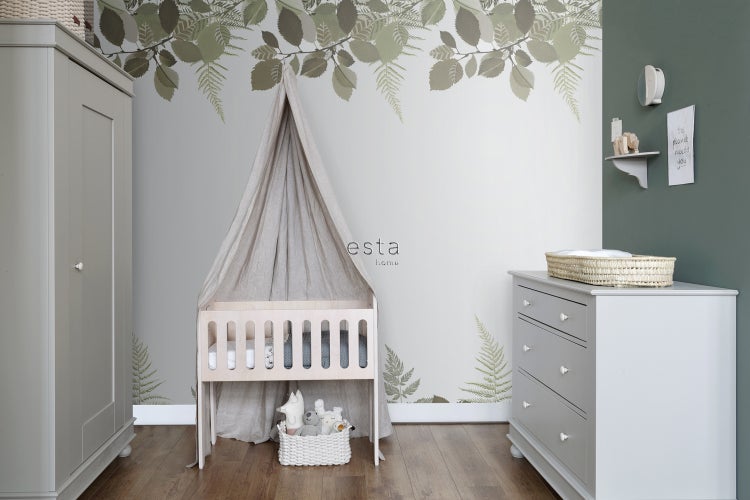 ESTAhome Fototapete Waldtiere Grün und Braun - 100 x 279 cm - 159050