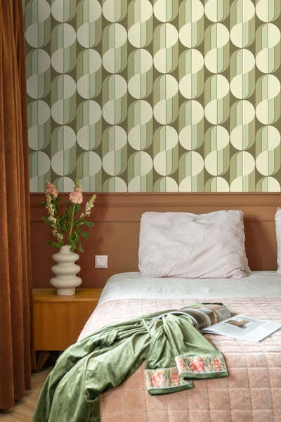 ESTAhome Tapete Retro-Ornamente Grün - 50 x 900 cm - 131589