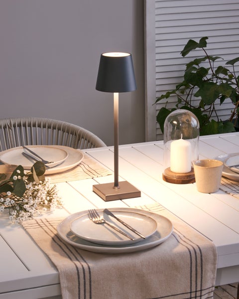 Kabellose LED Tischlampe BACEIRO mit Dimmer Dunkelgrau
