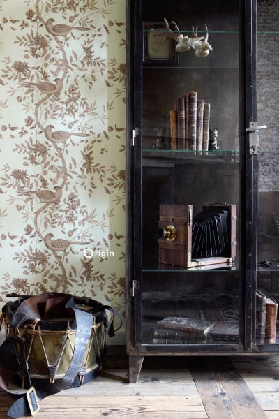 Origin Wallcoverings Tapete Vogelgravur Elfenbeinweiß und Kupferbraun - 53 cm x 10.05 m - 347457