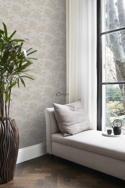 Origin Wallcoverings Tapete Rosen Helltaupe - 53 cm x 10.05 m - 347028