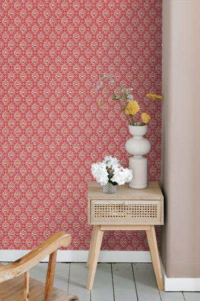 ESTAhome Tapete Blumenmuster Rosa - 50 x 900 cm - 131544