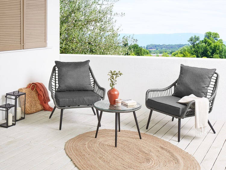 Outdoor Kissenbezug Set LAURETO Dunkelgrau