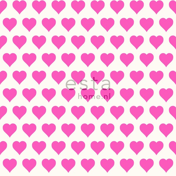 ESTAhome Tapete Herzen Rosa und Weiß - 53 cm x 10.05 m - 136812
