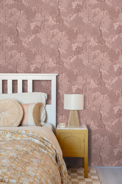 ESTAhome Tapete Bäumen und Blumen Terrakottarosa - 50 x 900 cm - 131647
