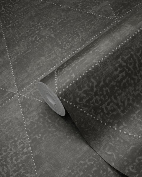 Origin Wallcoverings Tapete verwitterte Metalldreiecke Schwarz - 53 cm x 10.05 m - 337605