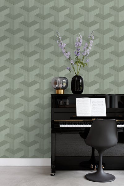 Origin Wallcoverings Tapete 3D-Muster Graugrün - 53 cm x 10.05 m - 347951