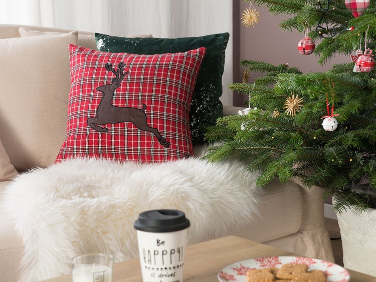 Dekokissen 2er Set COMET 45 x 45 cm Dunkelrot Weihnachtsmotiv