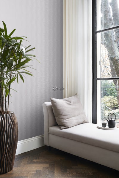 Origin Wallcoverings Tapete grafisches Muster Hellflieder Grau - 53 cm x 10,05 m - 347344