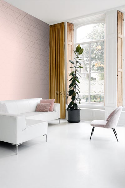 ESTAhome Tapete grafische Linien Hellrosa und Gold - 53 cm x 10.05 m - 139211