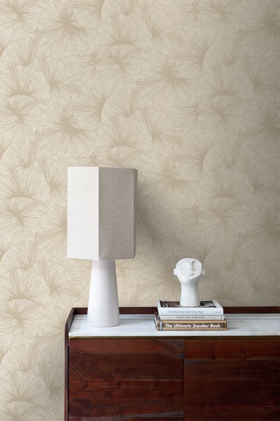 Origin Wallcoverings Tapete 3D Muster Blätter Beige - 0.53 x 10.05 m - 348006