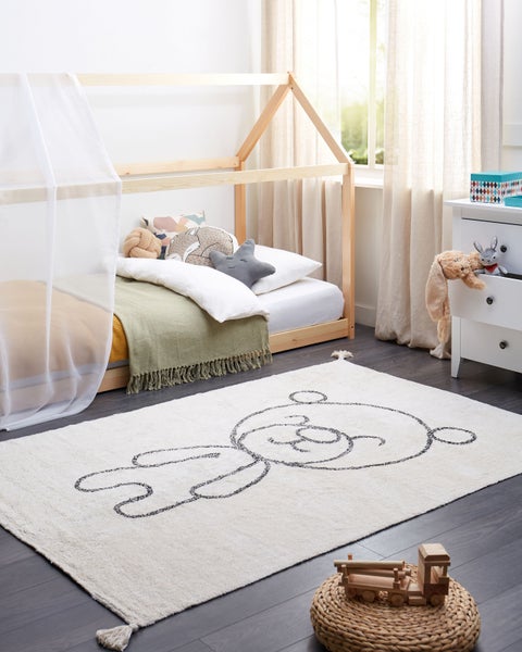 Baumwollteppich Teddybär Motiv 140 x 200 cm Beige ZORAKAN