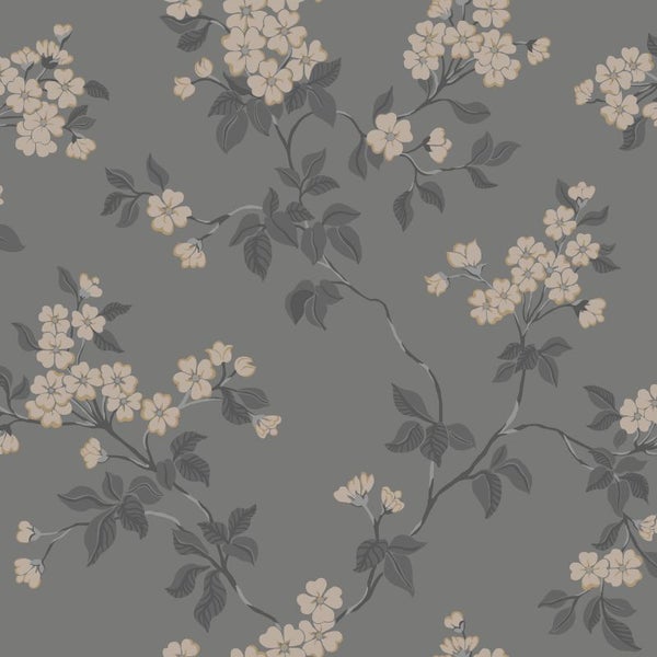 Duro Tapete Blumen Graugrün - 53 cm x 10.05 m - 661150