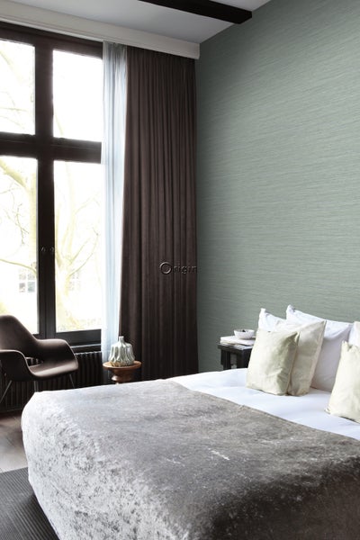 Origin Wallcoverings Tapete Gewebeoptik Seladongrün - 0,53 x 10,05 m - 347654