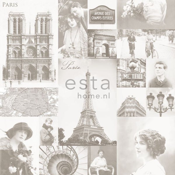 ESTAhome Tapete Paris Ansicht Beige - 53 cm x 10.05 m - 138149