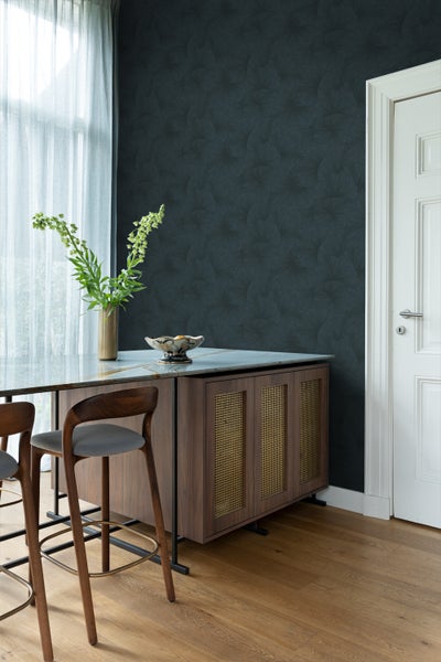 Origin Wallcoverings Tapete 3D Muster Blätter Dunkelblau - 50 x 900 cm - 348012