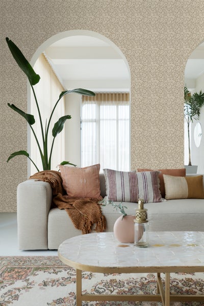 ESTAhome Tapete Blumenmuster Beigebraun - 50 x 900 cm - 139783