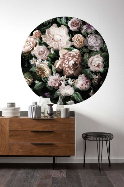 Sanders und Sanders selbstklebende runde Tapete Blumen-Couture Rosa und Grün - Ø 125 cm - 611734