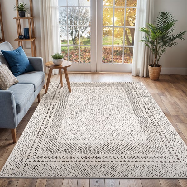 Skandinavischer Boho Teppich Grau/Beige 200x275 cm AMBRE