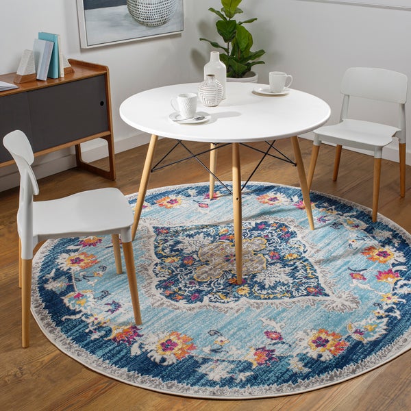 Runder Vintage-Orientalischer Teppich Mehrfarbig/Blau ∅ 160 cm ROMY