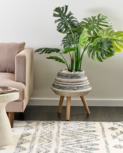 Blumentopf mit Beinen ATHAEA Keramik 37 cm Beige