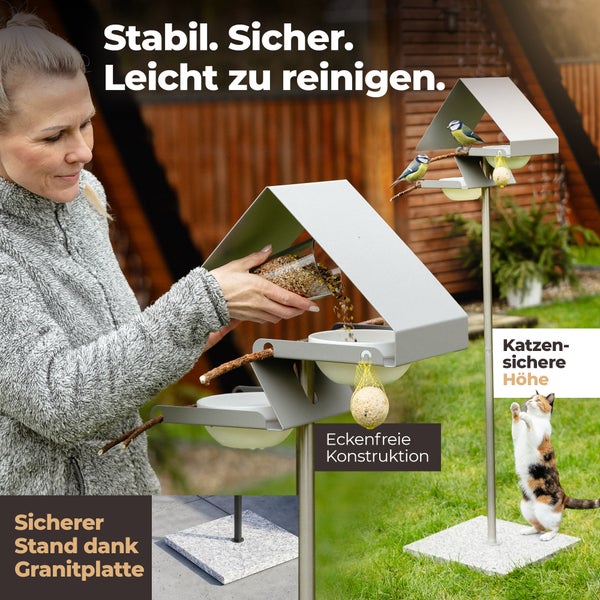 Vogelfutterhaus mit Futtersäule, geeignet für den Aussenbereich