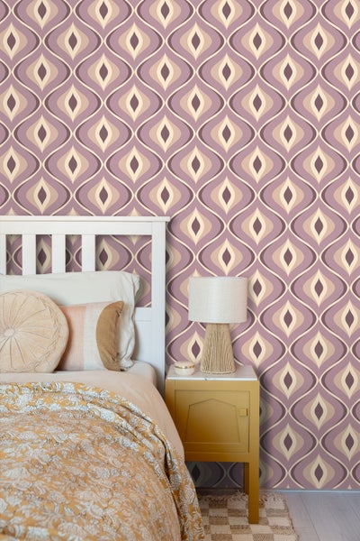 ESTAhome Tapete Retro-Ornamente Violett - 50 x 900 cm - 130988