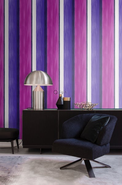 Origin Wallcoverings Tapete Streifen Rosa und Lila - 53 cm x 10.05 m - 346928