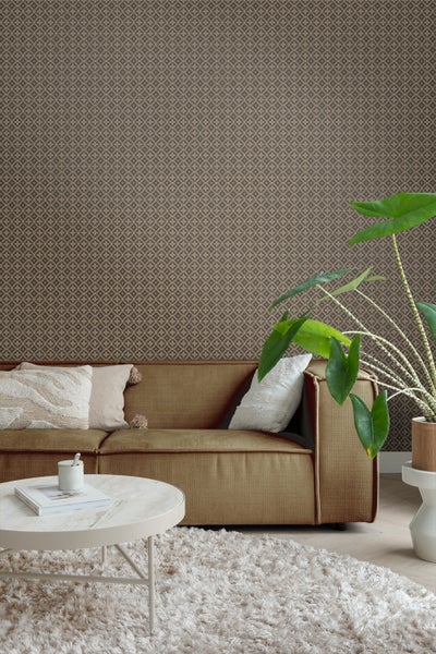 Borastapeter Tapete Fliesenmuster Dunkelbraun und Beige - 53 cm x 10.05 m - 660067