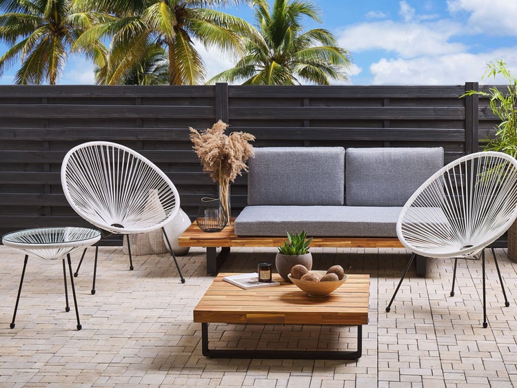 Bistro Set ACAPULCO II Polyrattan Weiß