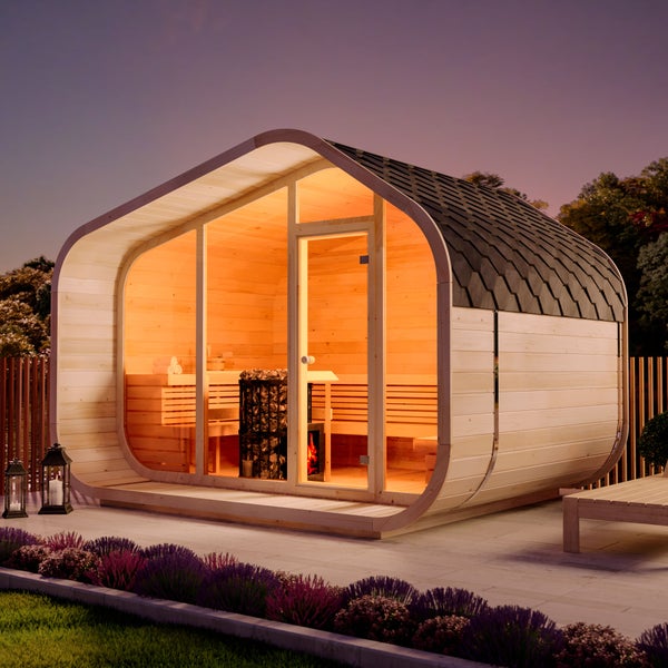 Holzsauna mit optionalem Lichtzubehör