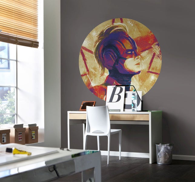 Sanders und Sanders selbstklebende runde Tapete Die Rächer Captain Marvel Lila, Rot und Beige - Ø 128 cm - 611780