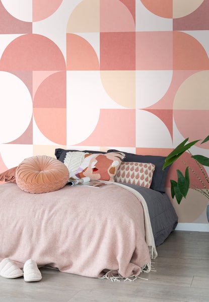 ESTAhome Fototapete Kreise im Bauhaus-Stil Rosa Schattierungen - 250 x 279 cm - 159365