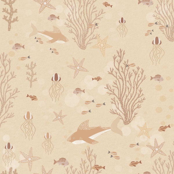 ESTAhome Tapete Unterwasserwelt Beige - 50 x 900 cm - 130930