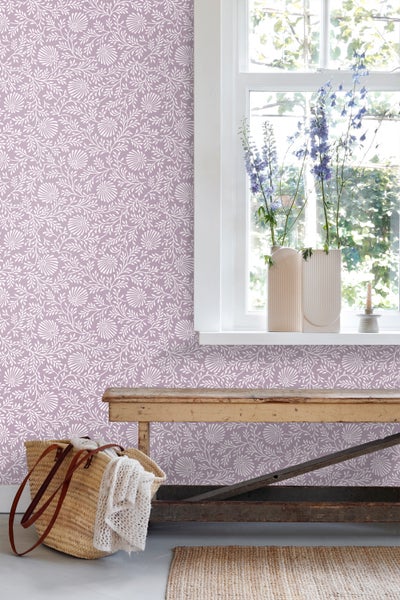 ESTAhome Tapete Blumenmuster Violett - 50 x 900 cm - 131515