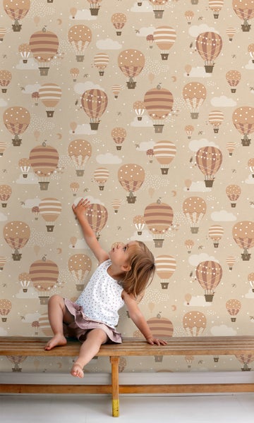 ESTAhome Tapete Luftballons Beige und Terrakotta - 53 cm x 10.05 m - 139801