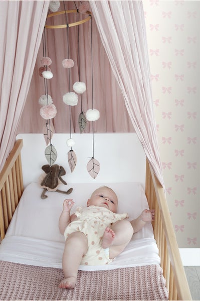 Origin Wallcoverings Tapete kleine Schleifen Weiß und Hellrosa - 53 cm x 10.05 m - 346846