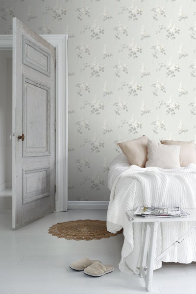 Borastapeter Tapete Blumen Grau - 53 cm x 10.05 m - 660379