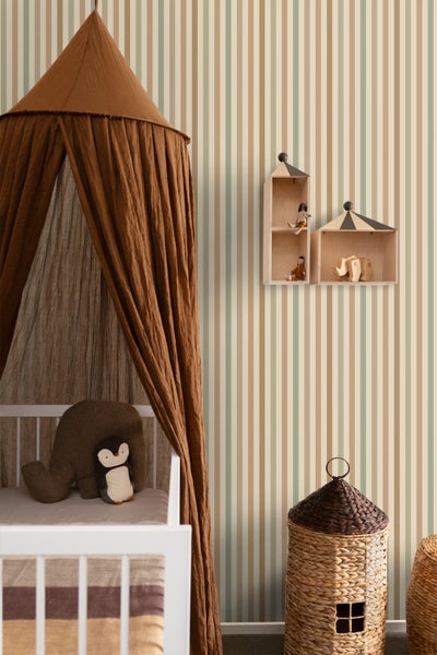 ESTAhome Tapete Streifen Grün und Braun - 50 x 900 cm - 131605