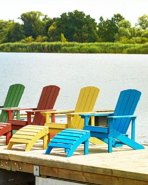 Gartenstuhl ADIRONDACK mit Fußstütze Blau