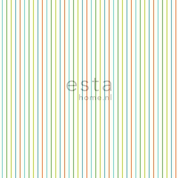 ESTAhome Tapete Streifen Lindgrün und Türkis - 53 cm x 10.05 m - 137307